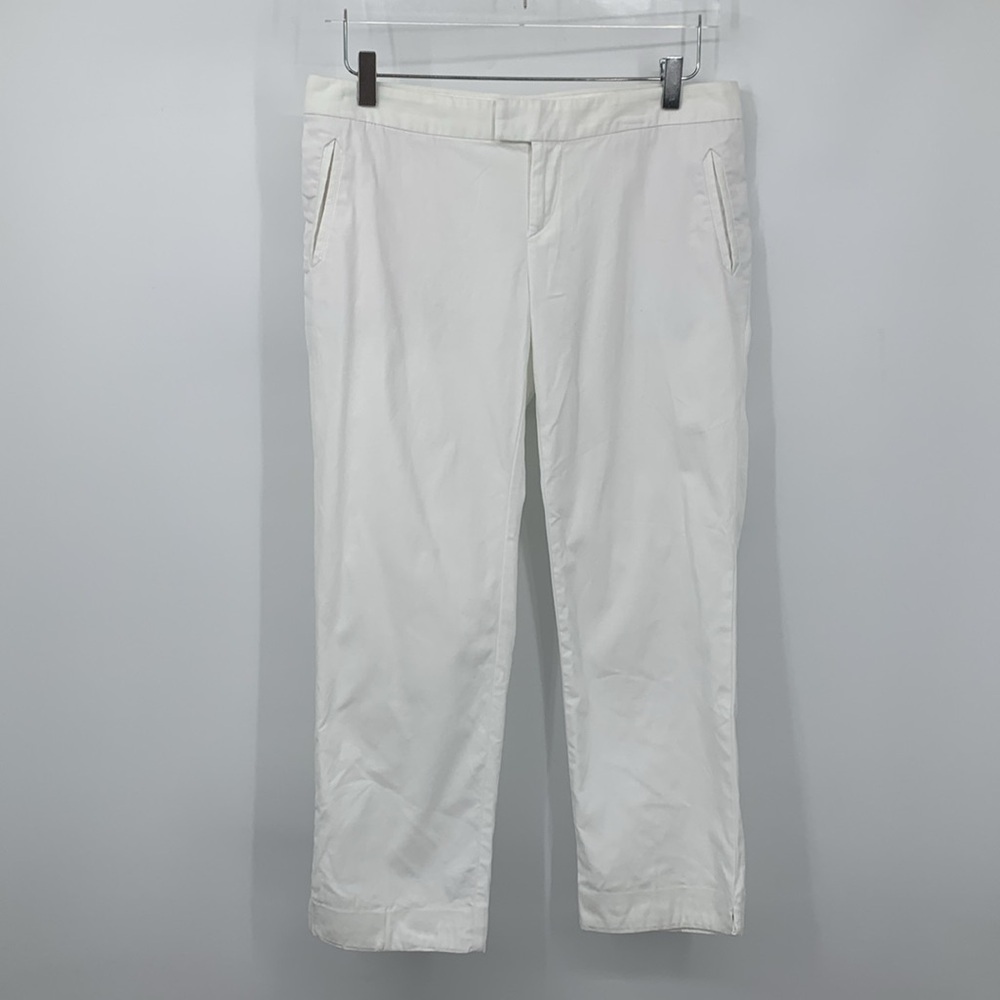 Lilly Pulitzer cropped pants trousers white cotton straight leg flat front 8